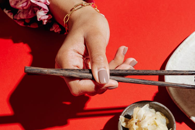 Hand Holding Chopsticks