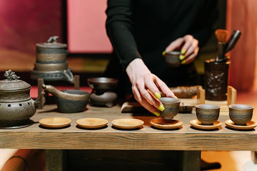 Free Person Holding a Ceramic Teacup Stock Photo