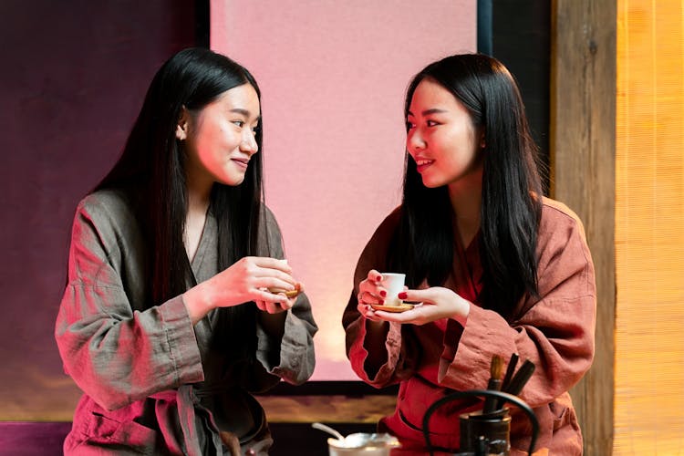 Smiling Women Drinking Tea