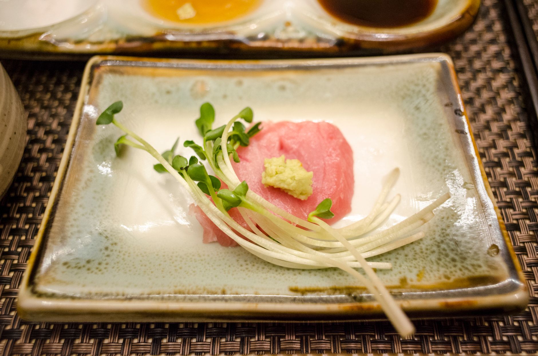 Fresh grated real wasabi ready to serve