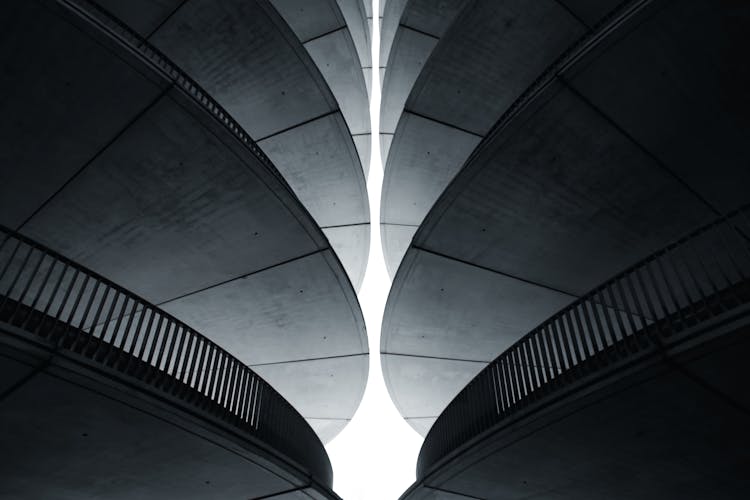 Black And White Picture Of RAI Car Park In Amsterdam, The Netherlands 