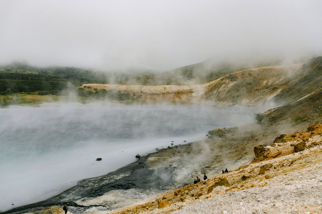 Steam and Fog Over Hot Spring