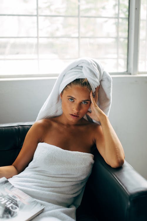Free Portrait of a Woman after Taking a Bath Stock Photo