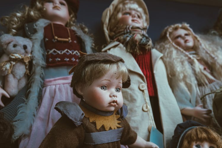 Close Up Of Old Dolls