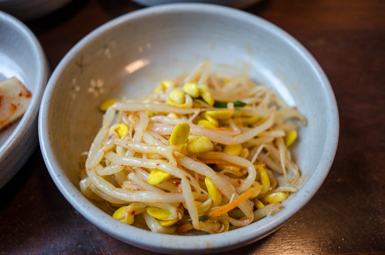 Bean Sprout In White Ceramic Bowl