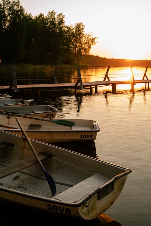 Free White Boats on Body of Water during Sunset Stock Photo