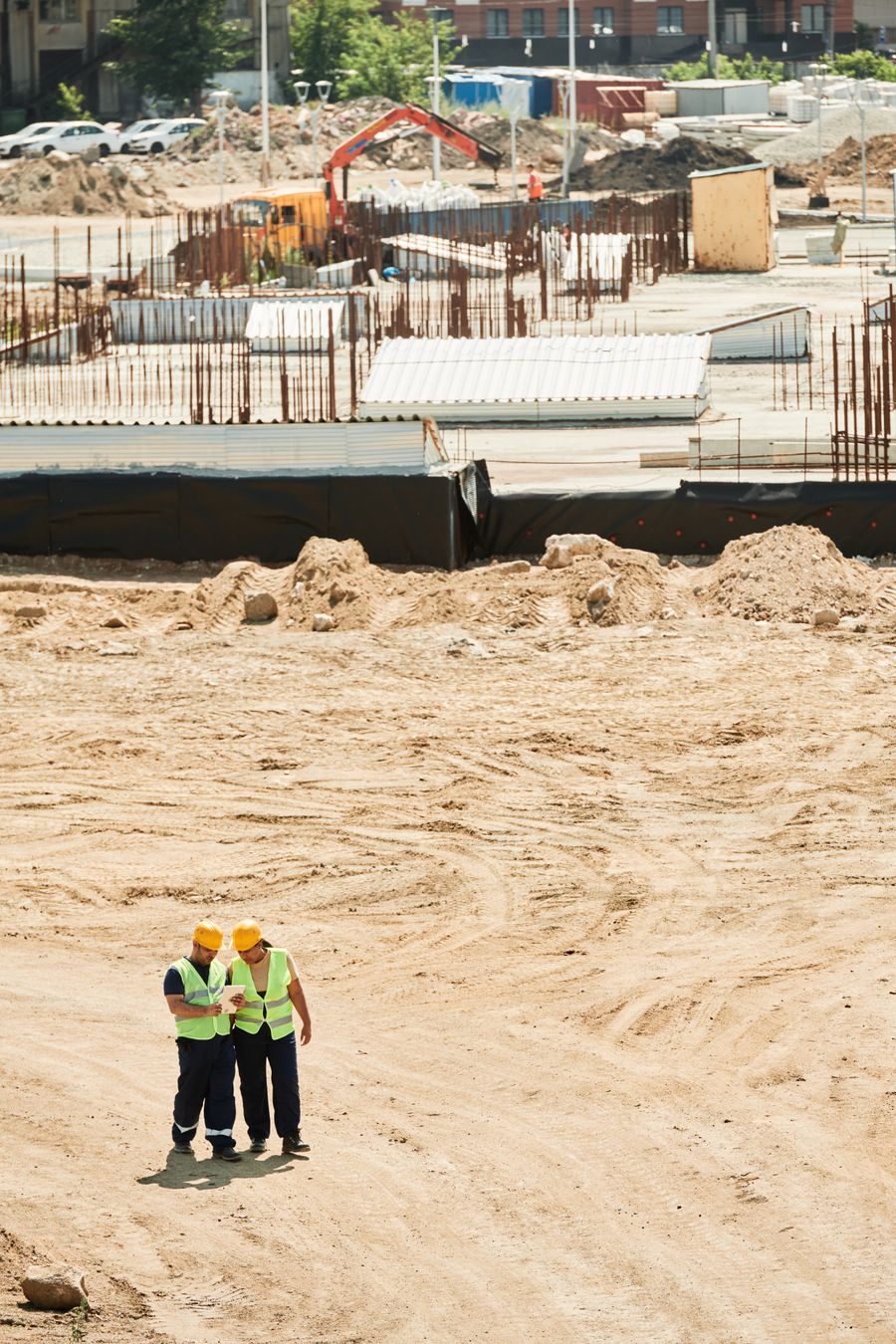 Aerial view of a construction site