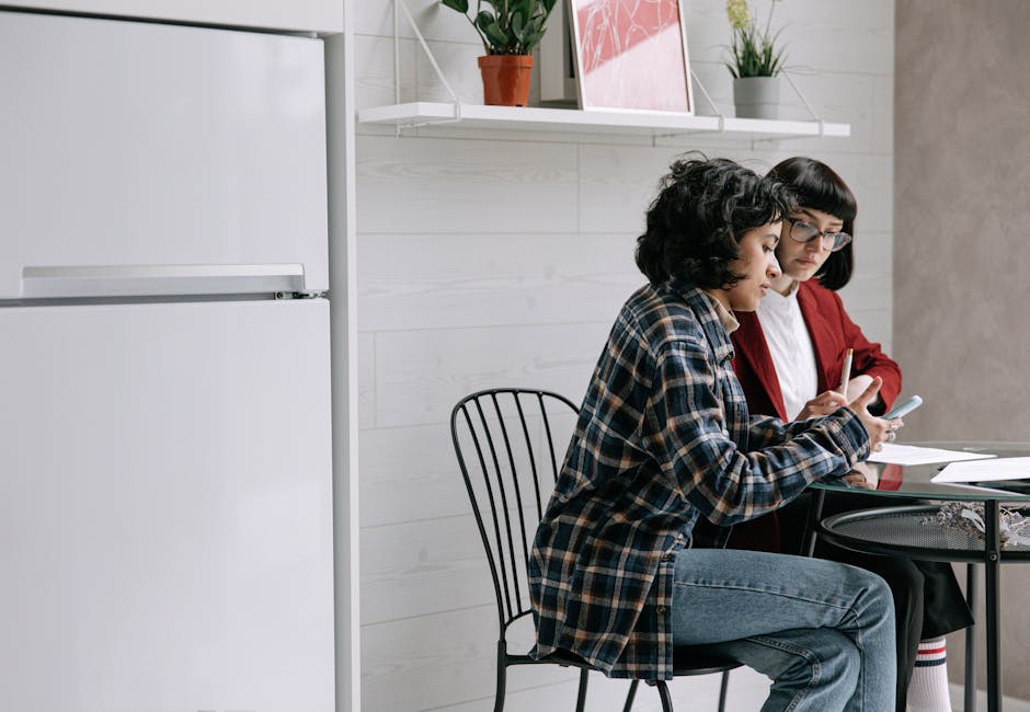 modern kitchen with refrigerator education business
