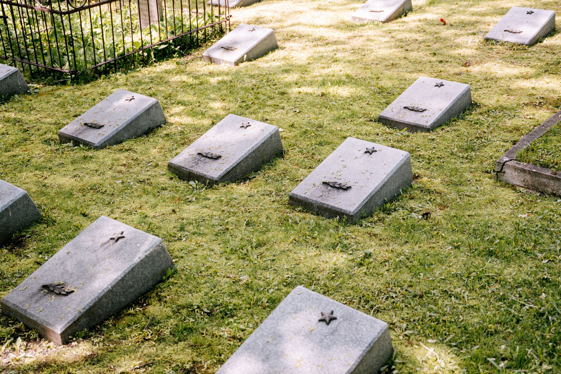 Concrete Headstones at a Cemetery