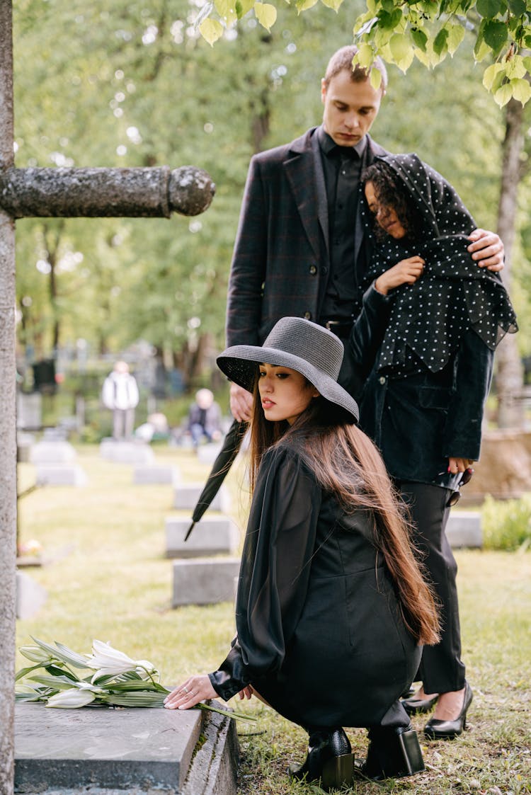 Grieving Family Wearing Black Clothes