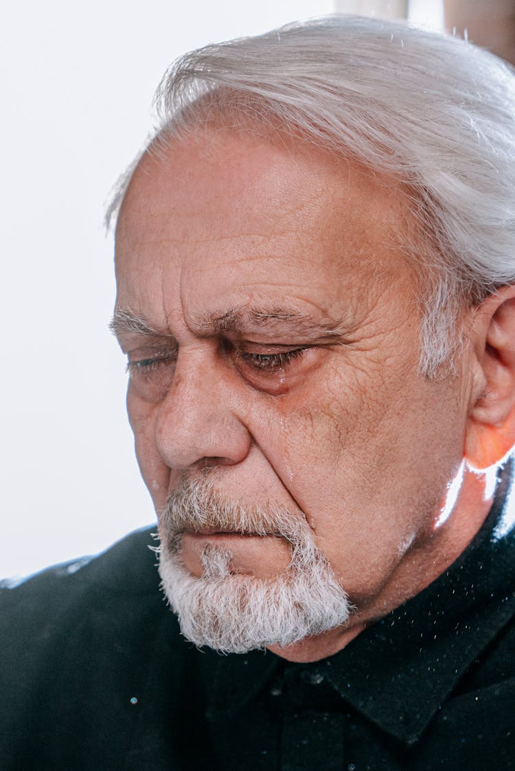 Close-up Of A Crying Elderly Man