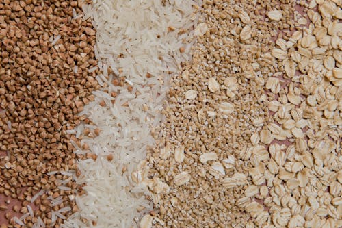 Close-up of a Mix of Rice, Oats and Cereal 