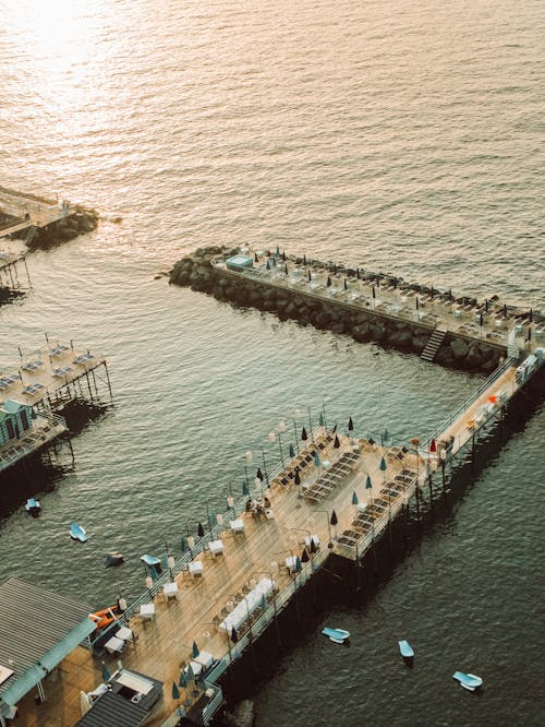 Kostenloses Stock Foto zu deich, drohne erschossen, hafen