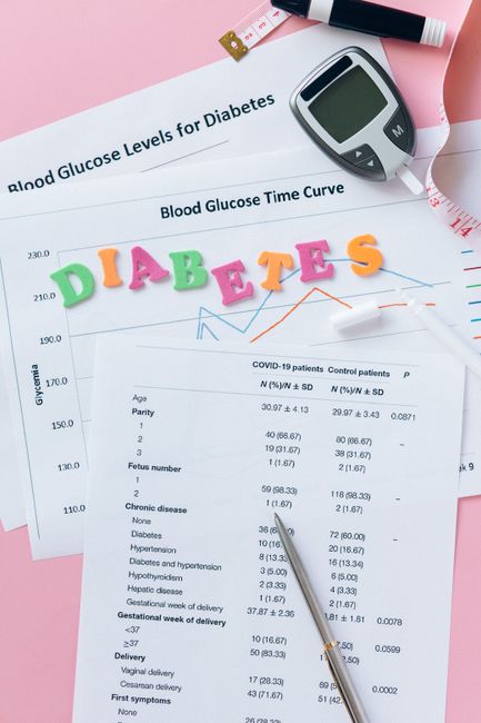 Blood sugar regulation concept with measuring tools and healthy food