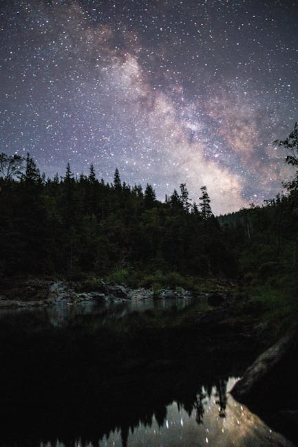 dark, lake, milky way