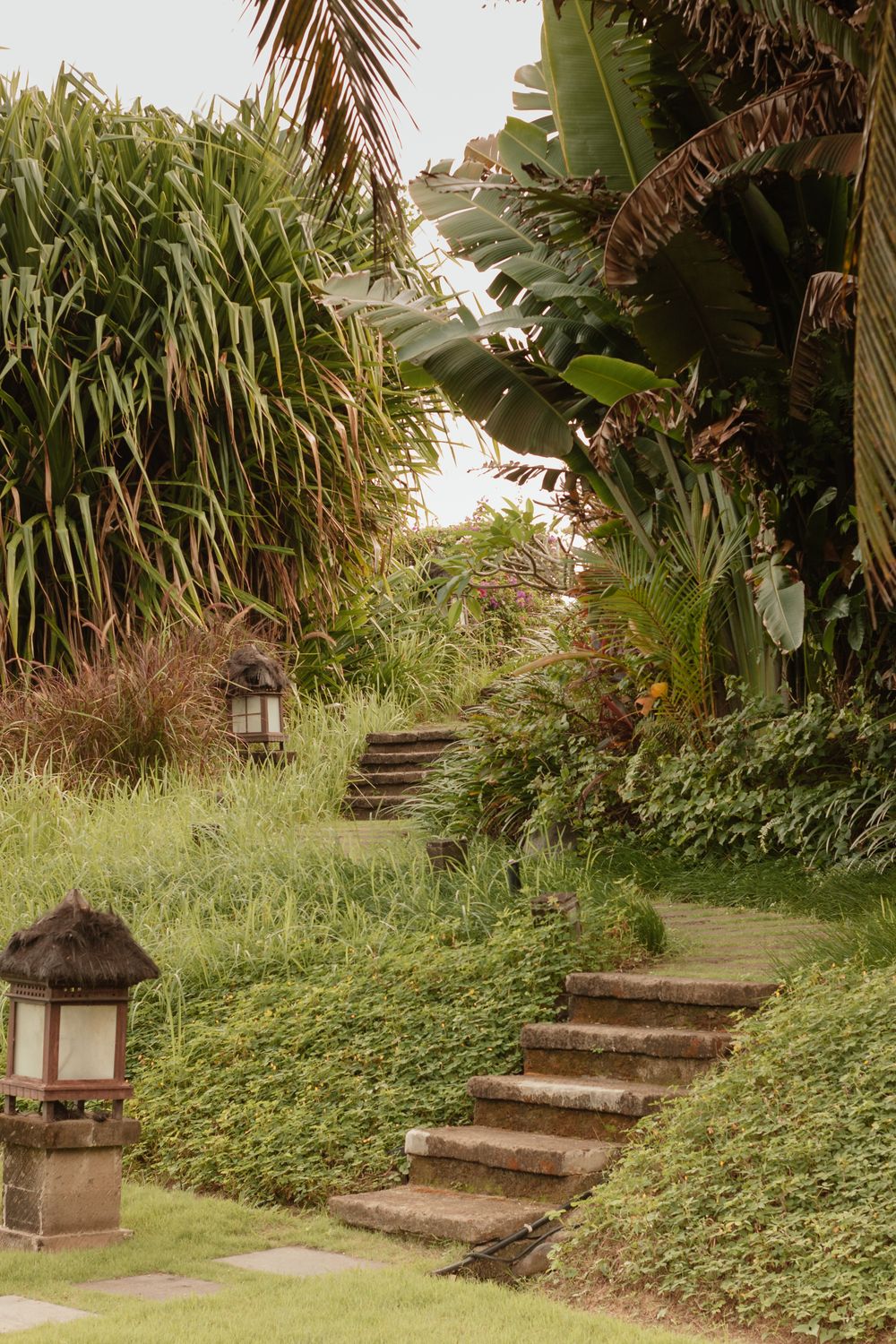 Natural stone garden steps and walkway
