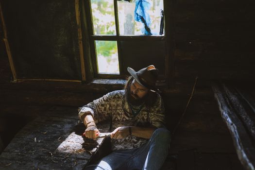 A Man Sitting on the Floor