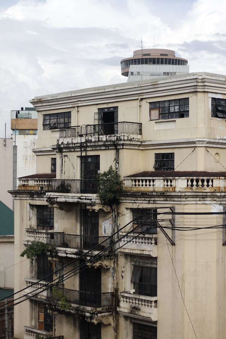 Facade Of An Old Building With Balconies