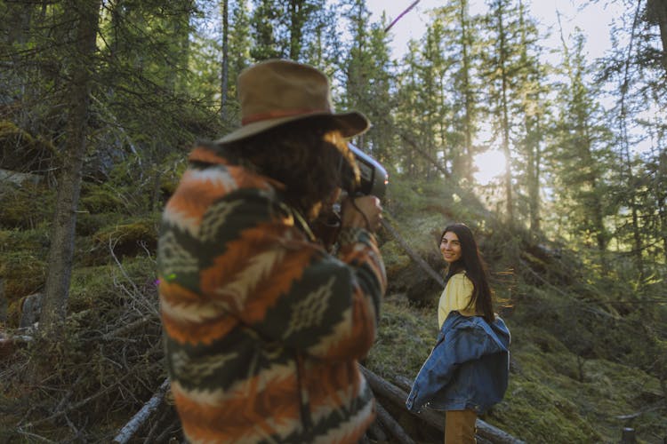 2 Women Standing On Forest