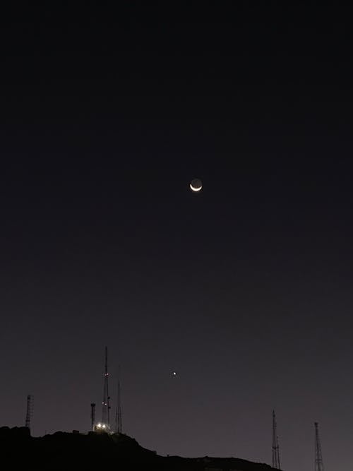 A Crescent Moon in the Night Sky 