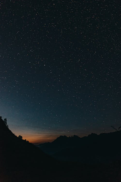 คลังภาพถ่ายฟรี ของ กลางแจ้ง, คืนที่ดาวเต็มท้องฟ้า, ซิลูเอตต์