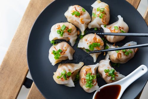 Free Close-Up Shot of Dumplings on a Plate Stock Photo