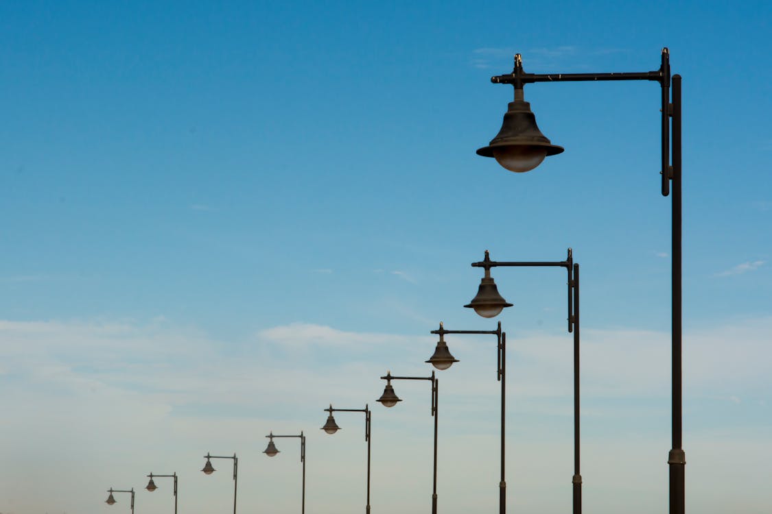 Free Street Lamps Under the Blue Sky  Stock Photo