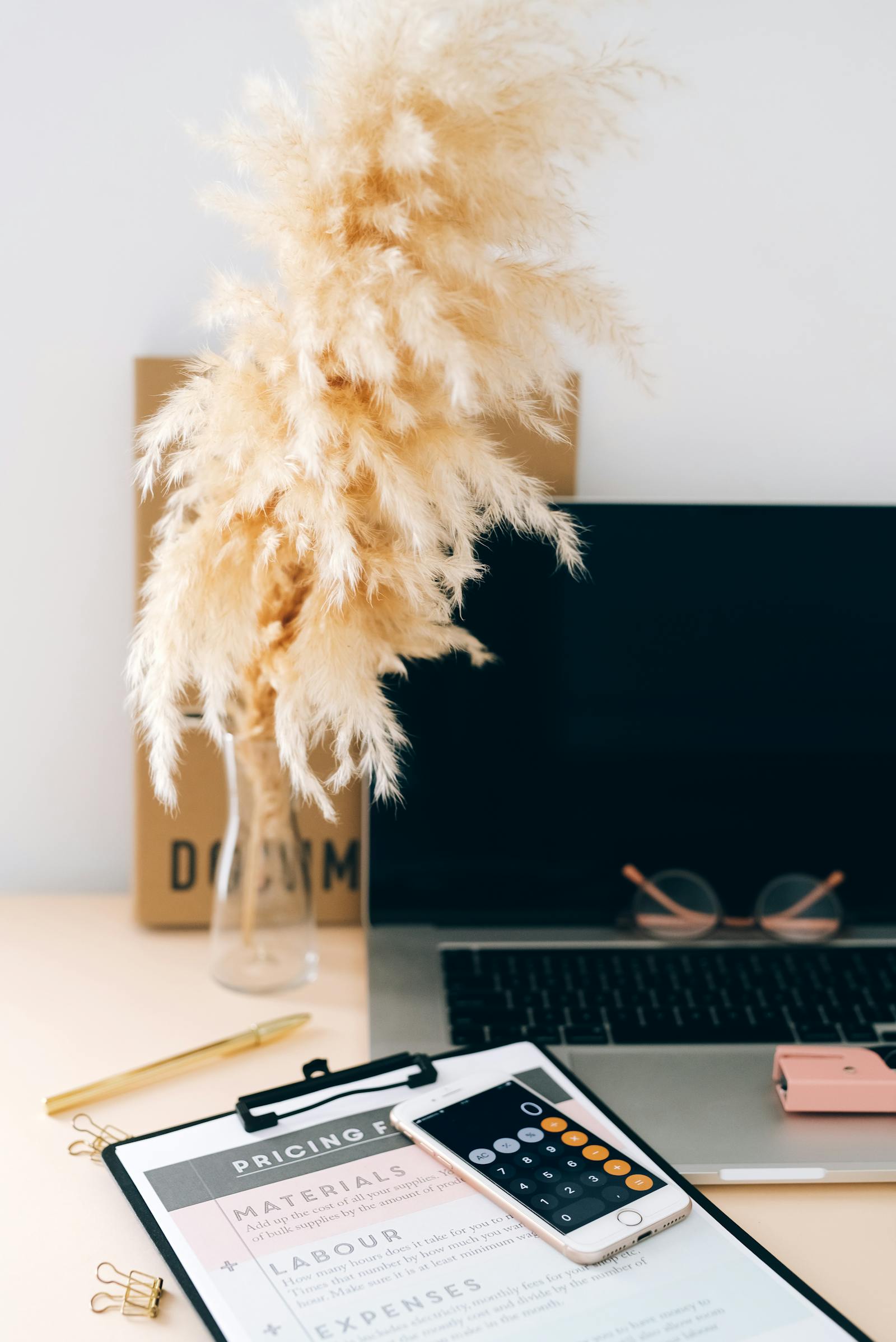 Desk planning setup matching the AI ad creation workflow section