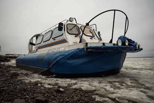 A Docked Hovercraft on Shore