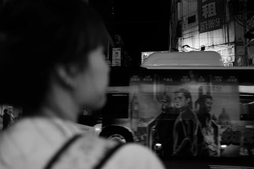 Free Movie Poster on the Glass Window Panel Stock Photo