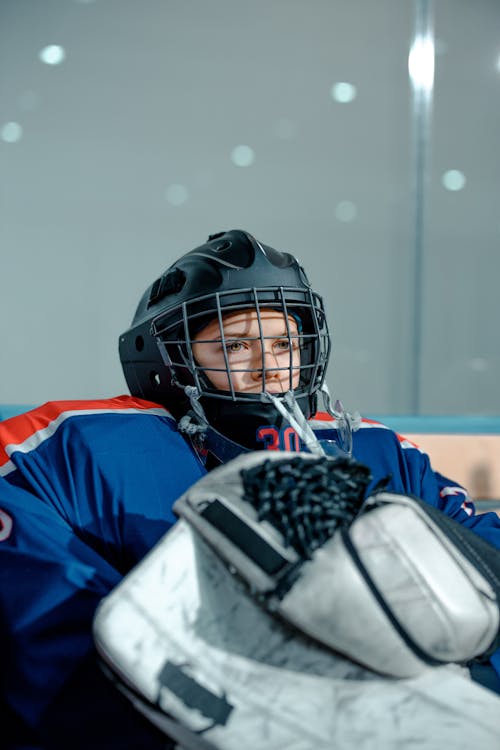 Základová fotografie zdarma na téma helma, hokej, hokejový hráč
