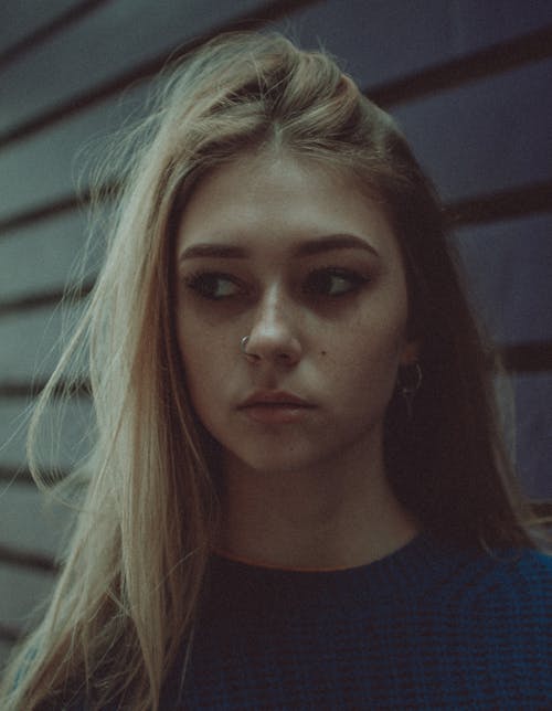 Woman with Nose Piercing Looking Away