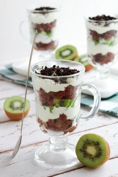 Cream Pudding in Clear Glass Mug