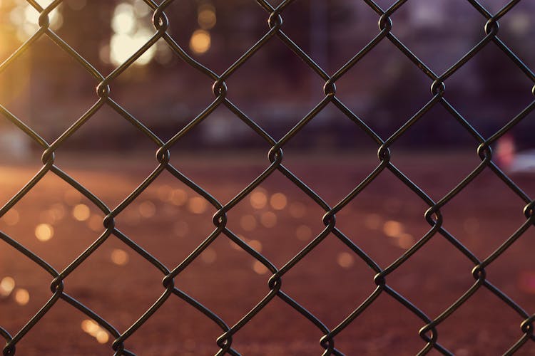 Gray Metal Chain Link Fence Close Up Photo