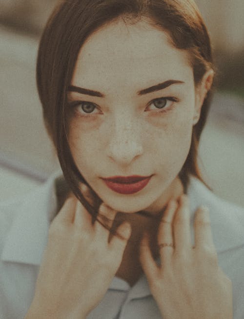 Free A Woman with Red Lips Stock Photo