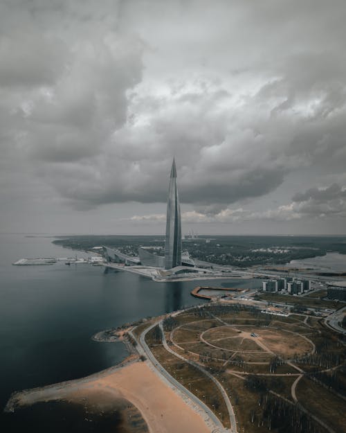 Aerial View of Tall Building in St Petersburg Russia