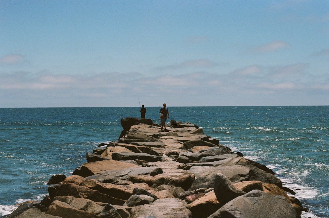 Stone Dock with People
