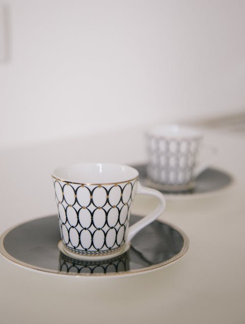 Free Cups on a Round Placemat Stock Photo