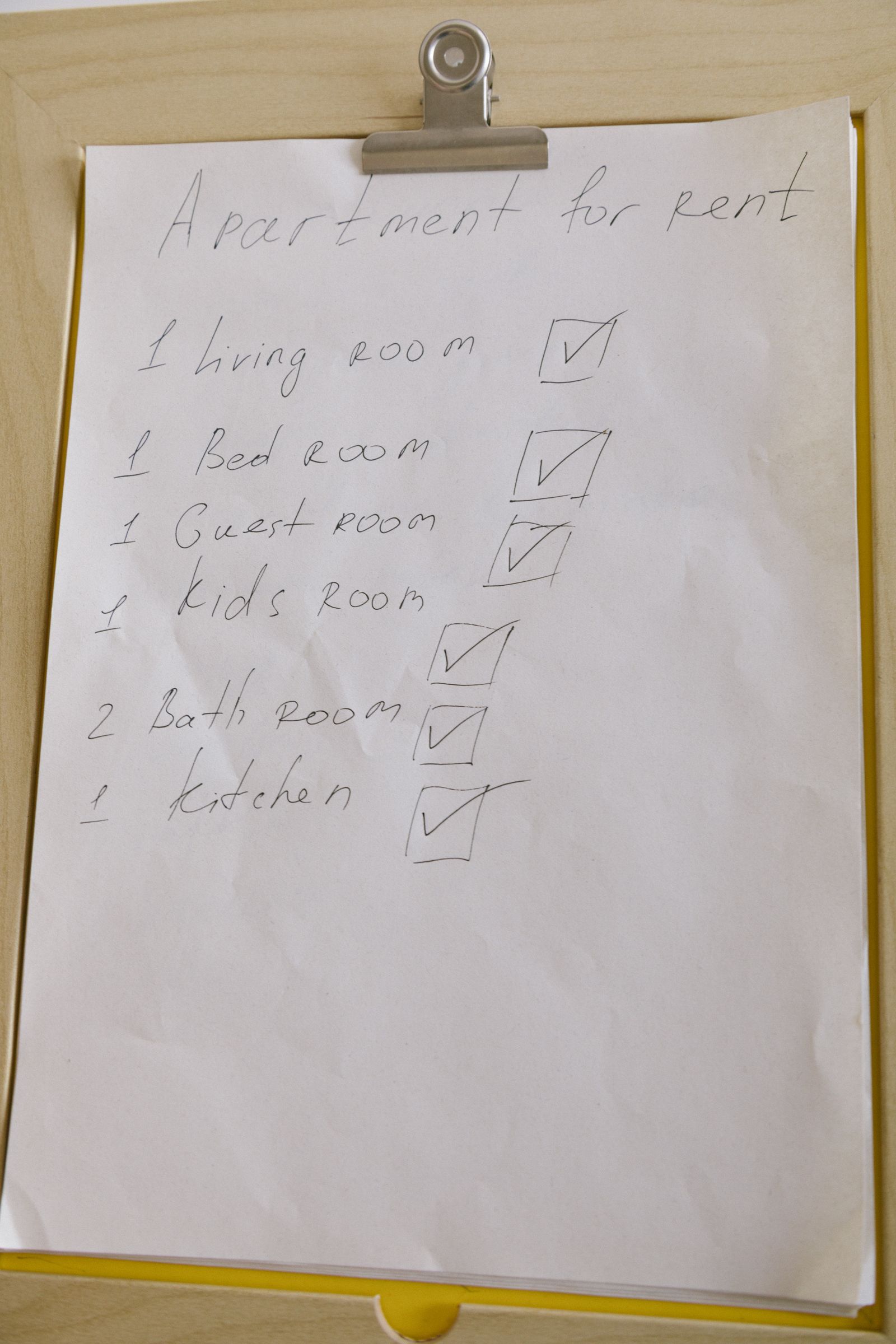 Checklist on a clipboard