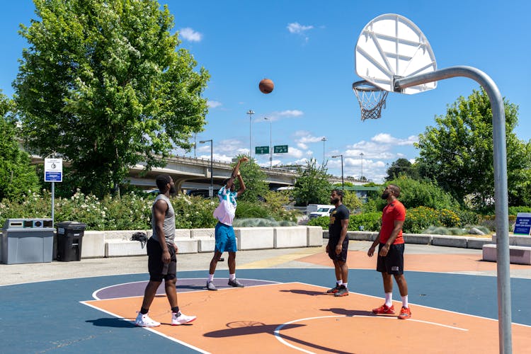 Man Shooting Free Throw On A Basketball Court