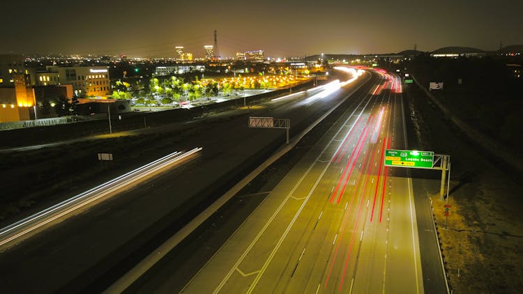 Time Lapse Photography Of City Roads In California During Nighttime