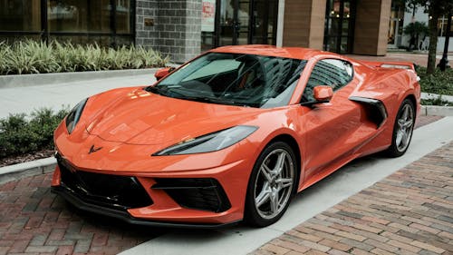 A Parked Orange Chevrolet Corvette