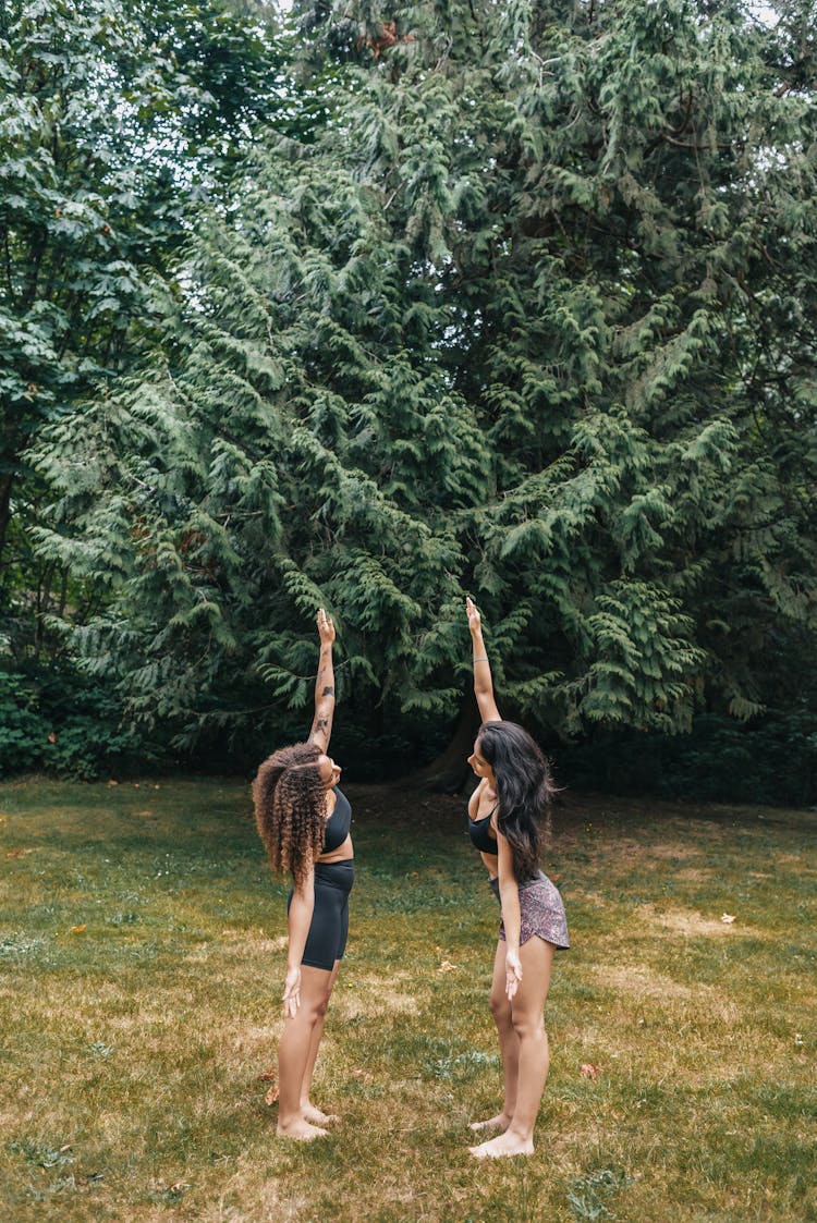 Two Women Exercising Outdoors