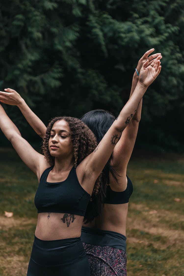 Two Women Exercising Outdoors