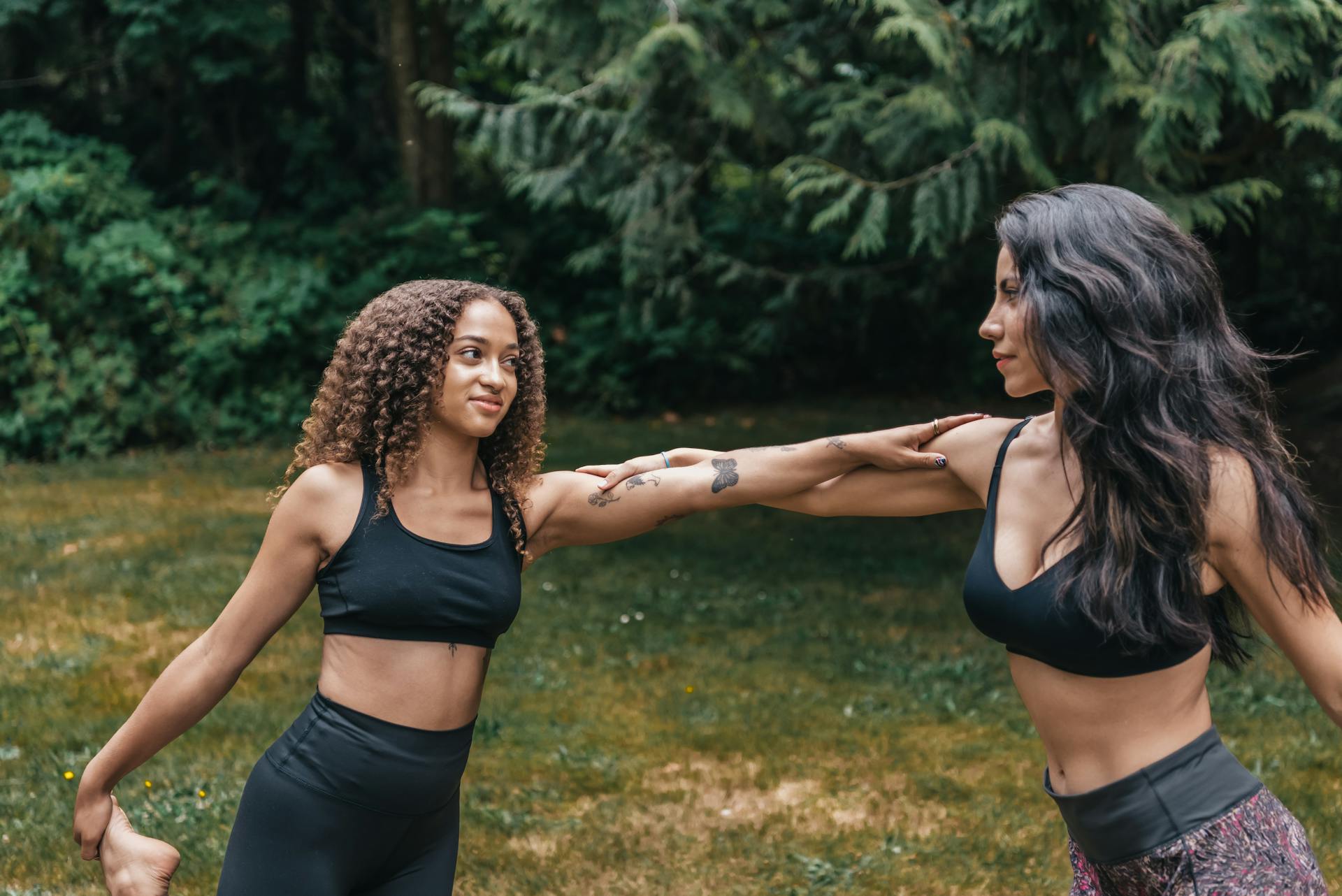 Two Women Exercising Outdoors