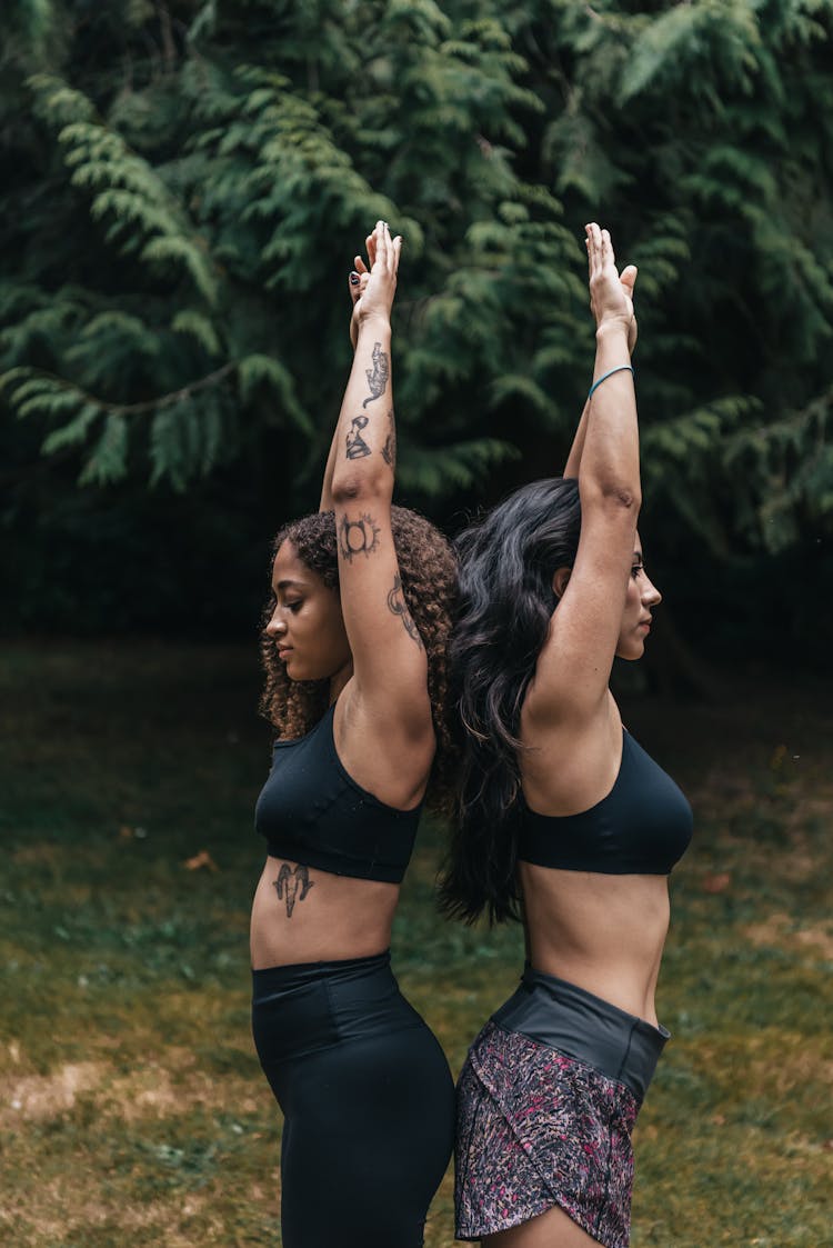 Two Women Exercising Outdoors