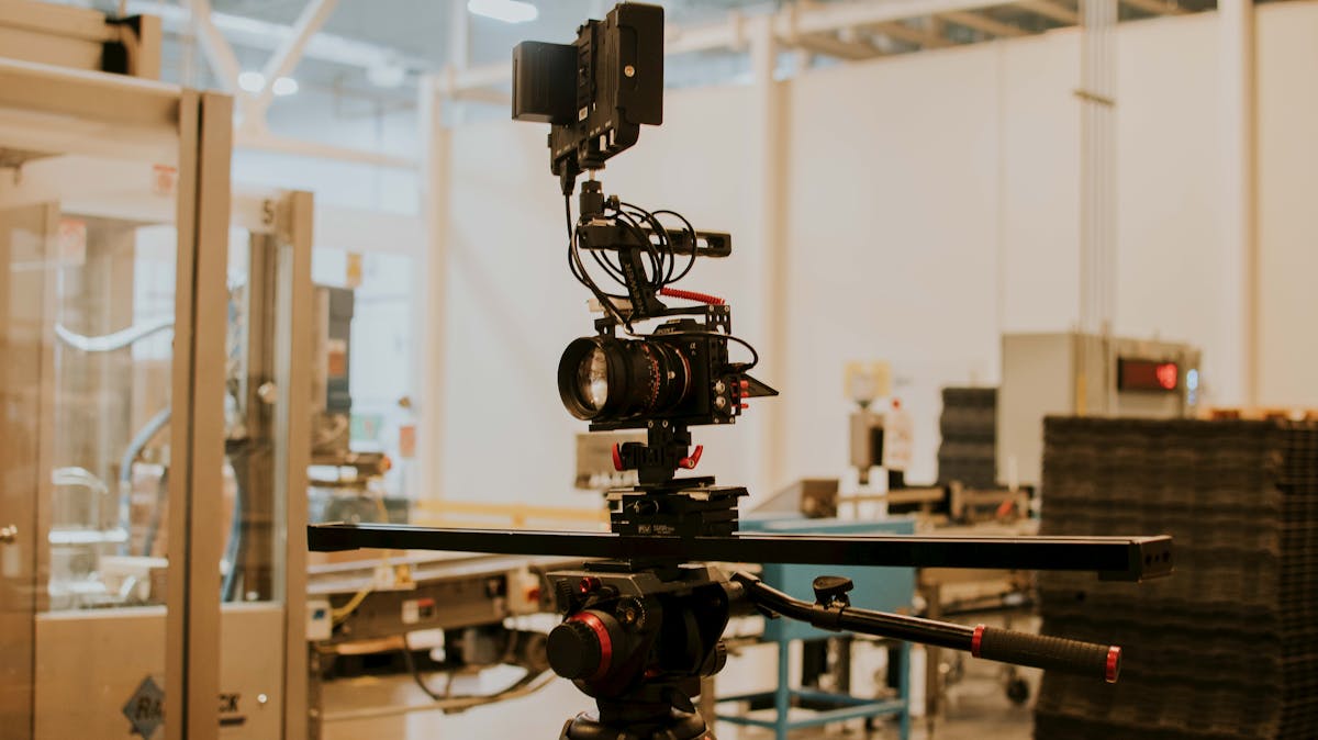 Professional camera equipment set up for video production