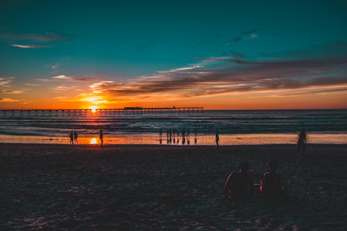 Plage Au Coucher Du Soleil