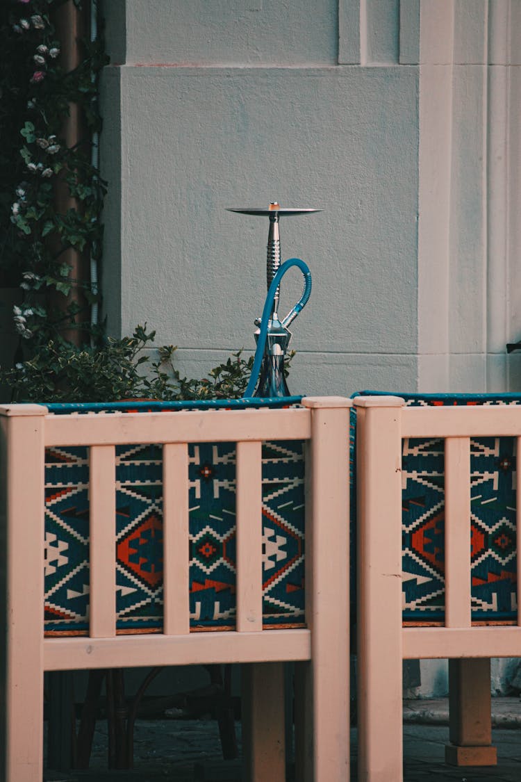 A Blue And Silver Shisha