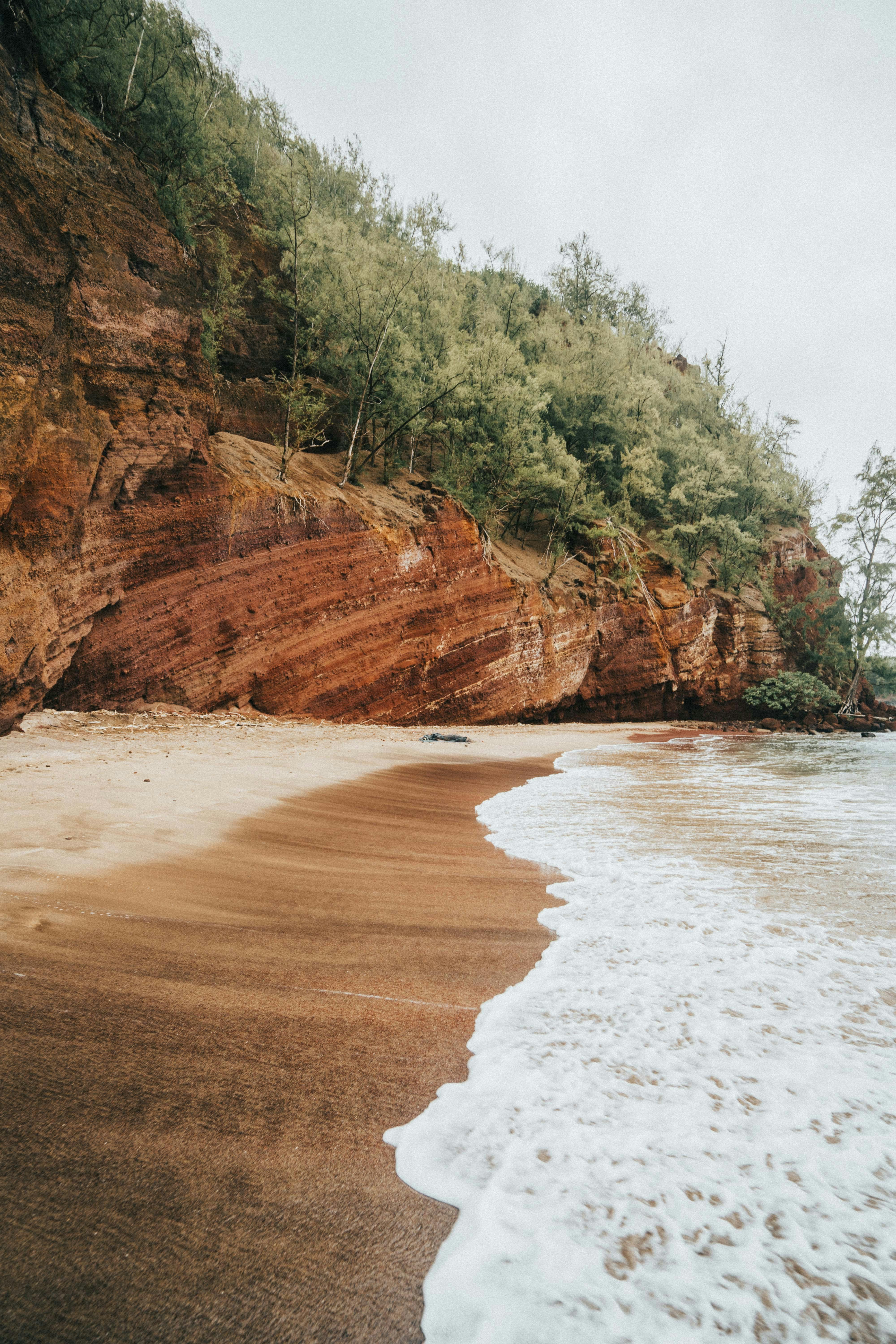 Dramatic cliffside meets tranquil waves at a secluded beach, ideal for nature enthusiasts.